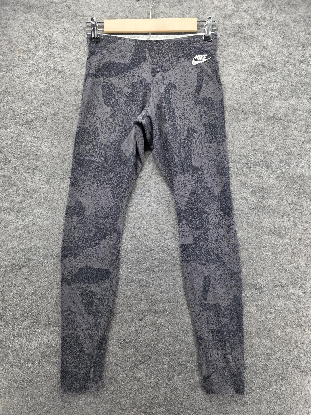 Nike Leggings Womens Small Gray Camo Mid Rise Ankle Athletic Stretch Yoga Gym
